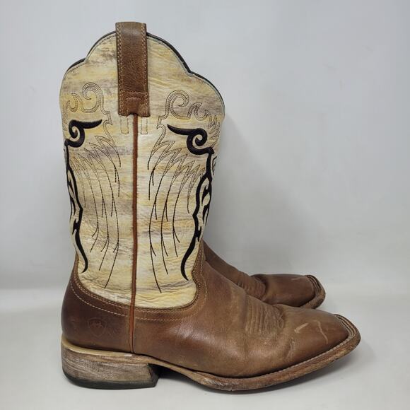 Ariat Boots Mens 9.5D Brown Leather Mesteno Western Cowboy Square Toe 10018306 - Picture 2 of 14